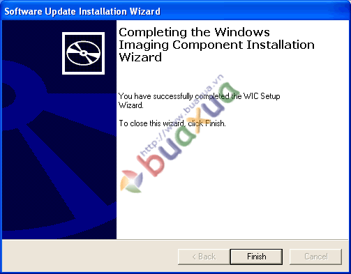 Hoàn tất cài đặt Windows Imaging Component