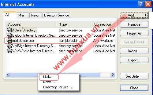 Quản lý tài khoản (Account) trong Outlook Express
