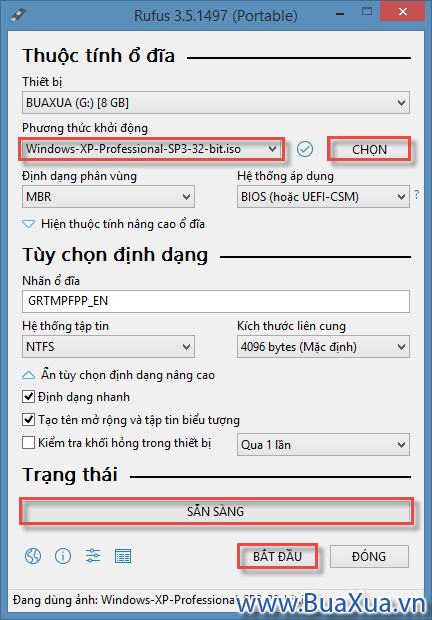 Chọn tập tin ISO mà bạn muốn tạo USB