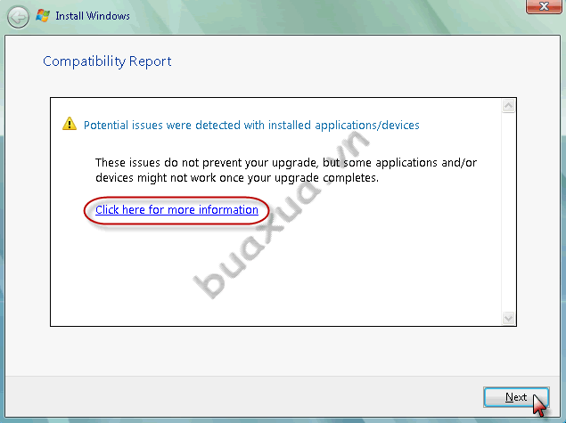 Thông báo có thiết bị không tương thích với Windows Vista