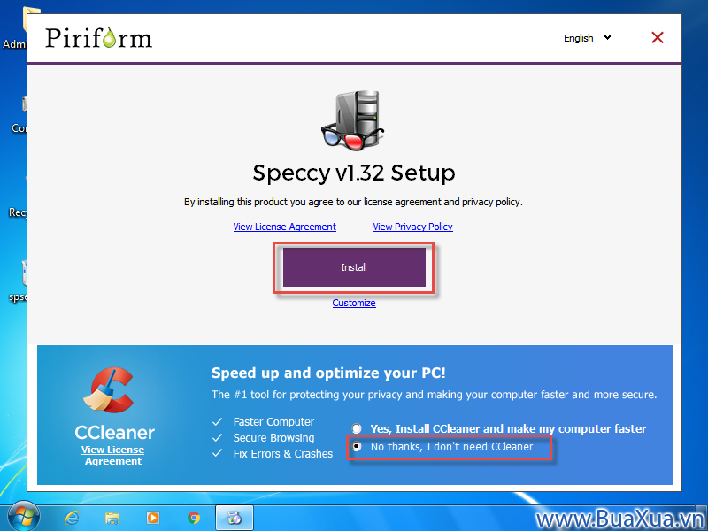 Cài đặt phần mềm ứng dụng Speccy