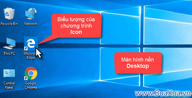 Các biểu tượng được sử dụng để đại diện cho các tập tin hoặc ứng dụng