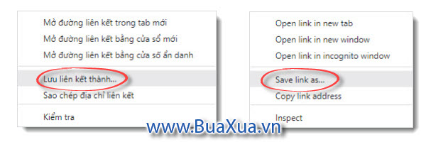 Hộp thoại Save Link As