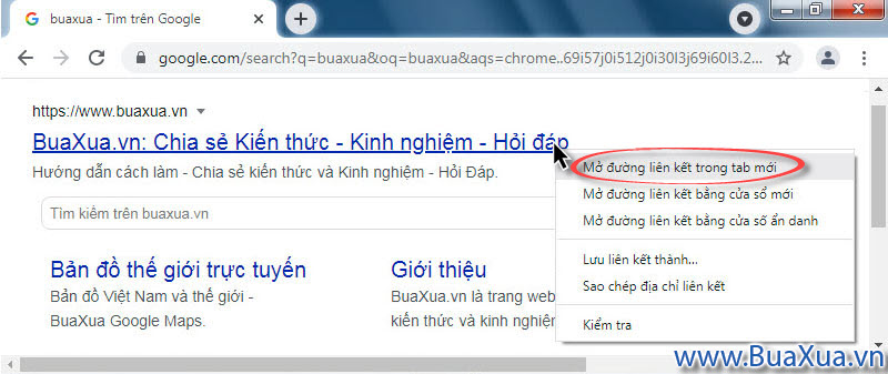 Mở liên kết trên Tab mới