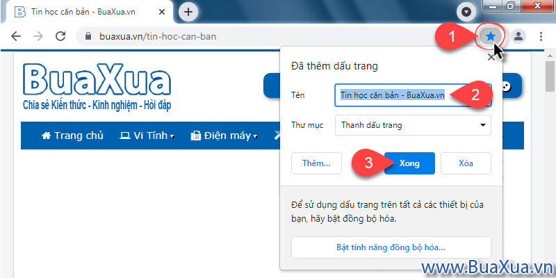 Nhấp vào biểu tượng hình ngôi sao để đánh dấu trang web đang xem