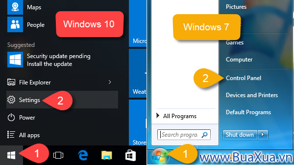 Điều chỉnh cài đặt máy vi tính trong windows