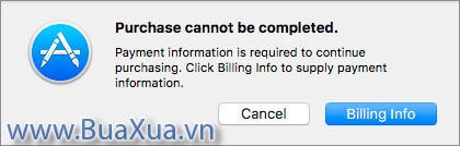 Nhấn vào nút Billing Info để thêm thông tin thanh toán vào tài khoản Apple ID của bạn