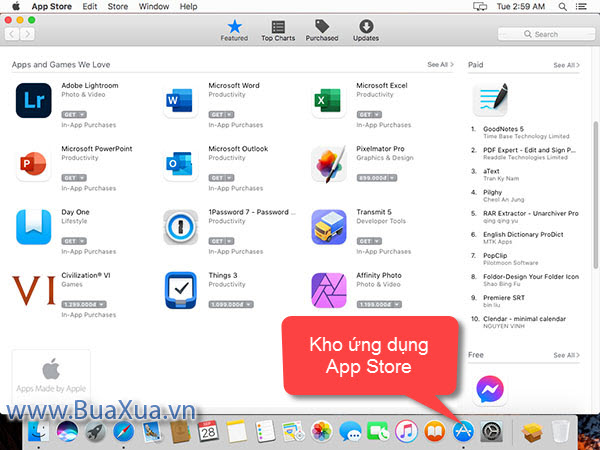 Cài đặt chương trình phần mềm từ kho ứng dụng App Store