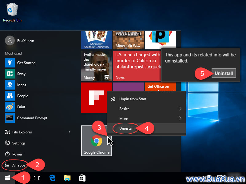Gỡ cài đặt phần mềm ứng dụng được cài đặt từ kho ứng dụng Microsoft Store
