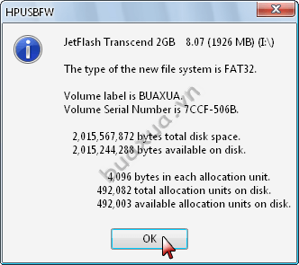 Chương trình HP USB Disk đã chạy xong