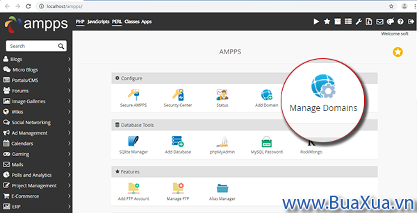 Trang công cụ quản lý tên miền - Manage Domains