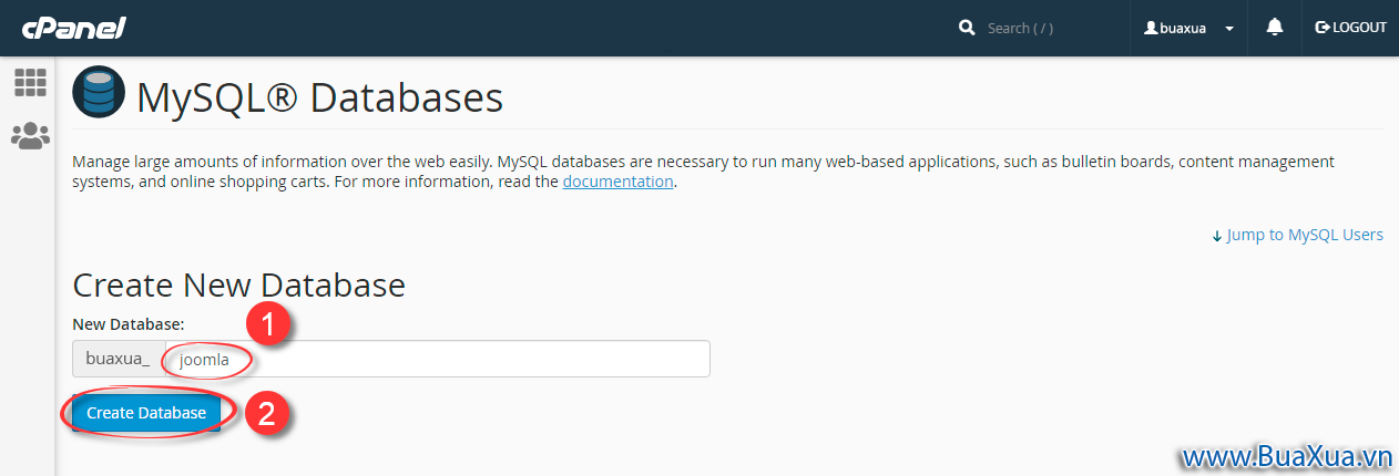 Tạo một Database mới trong cPanel