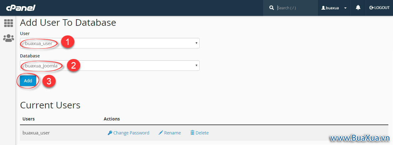 Thêm User vào Databese trong cPanel