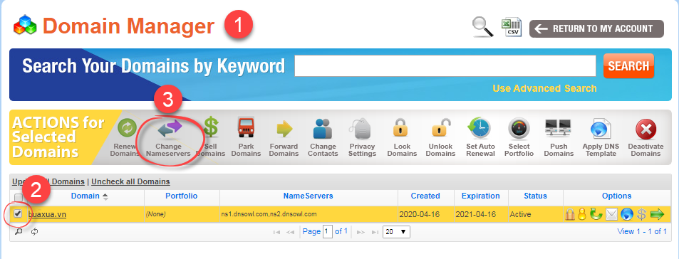 Các bước thay đổi NameServer tại NameSilo