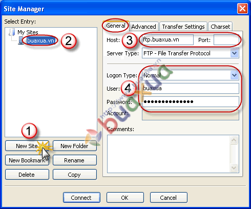 filezilla_new_site