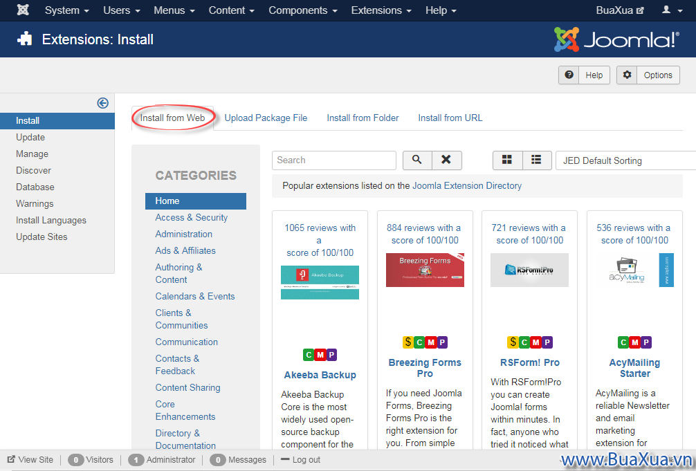 Chức năng Install from Web