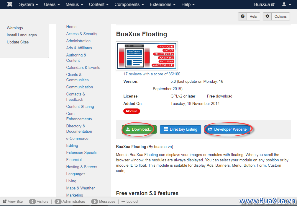 Download Extension bằng chức năng Install from Web