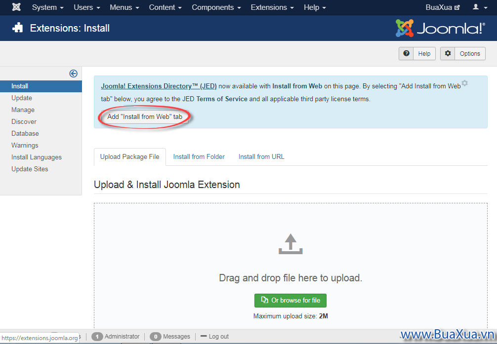 Cài đặt thêm chức năng Install from Web