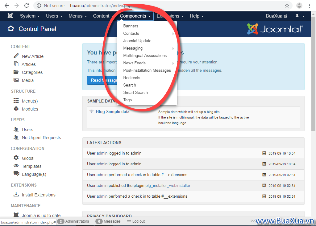 Cách sử dụng Component của Joomla!