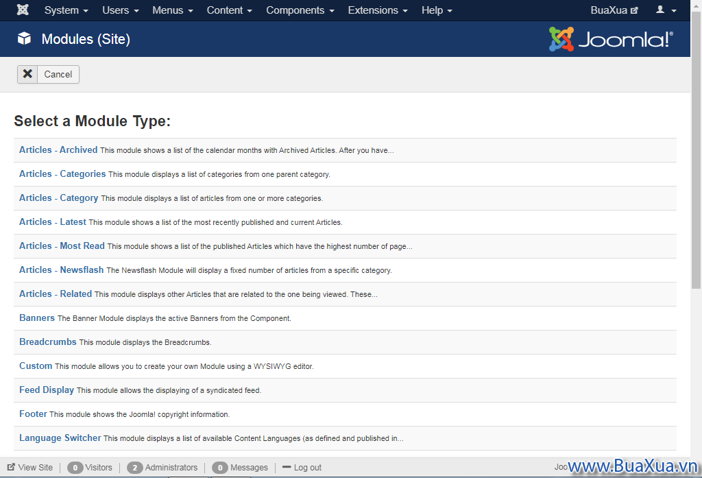 Cách tạo Module mới trong Joomla!