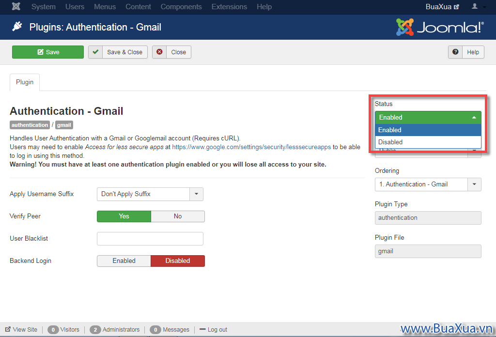 Cách sử dụng Plugin của Joomla!