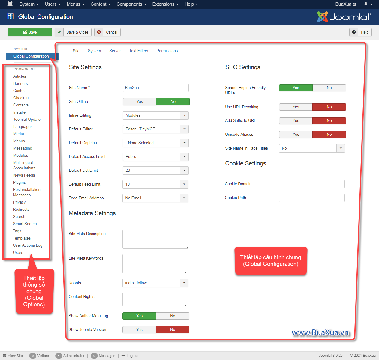 Thiết lập cấu hình chung - Global Configuration