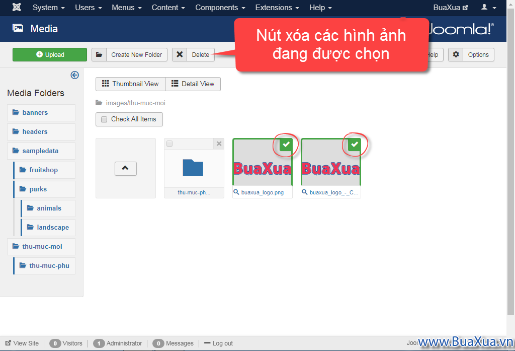 Nhấn Delete để xóa nhiều hình ảnh đang chọn cùng lúc