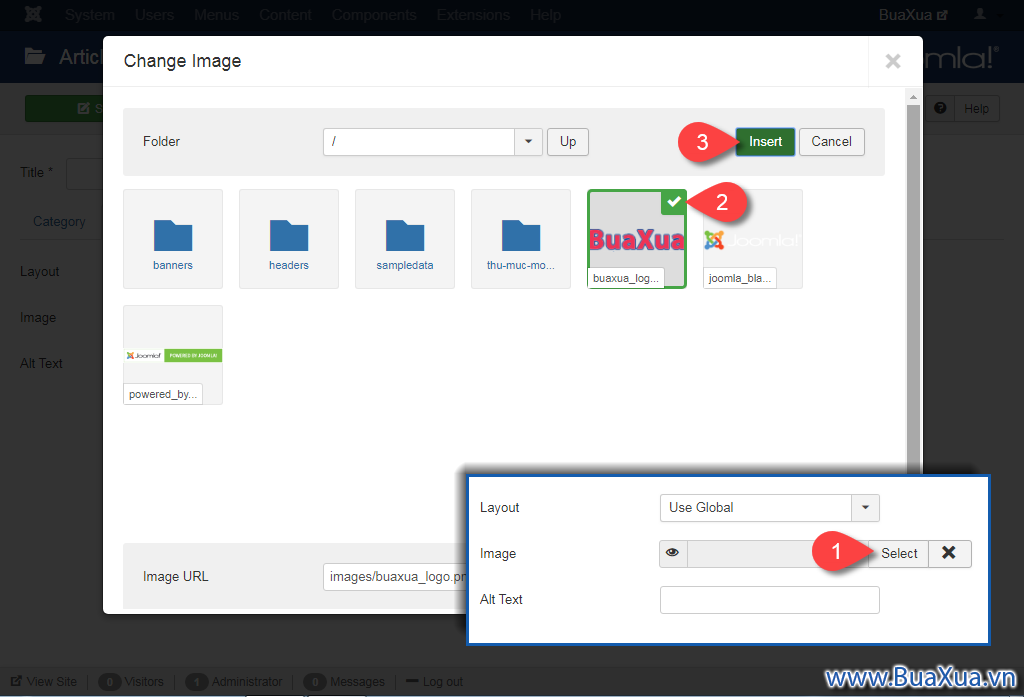 Cách chèn ảnh bằng chức năng Select Image