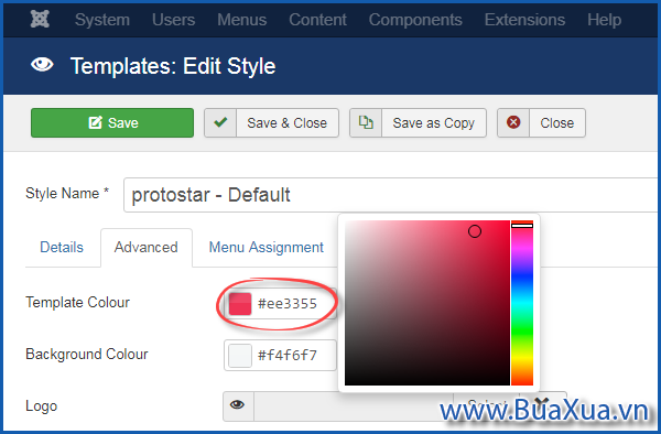 Thay đổi màu của trang web