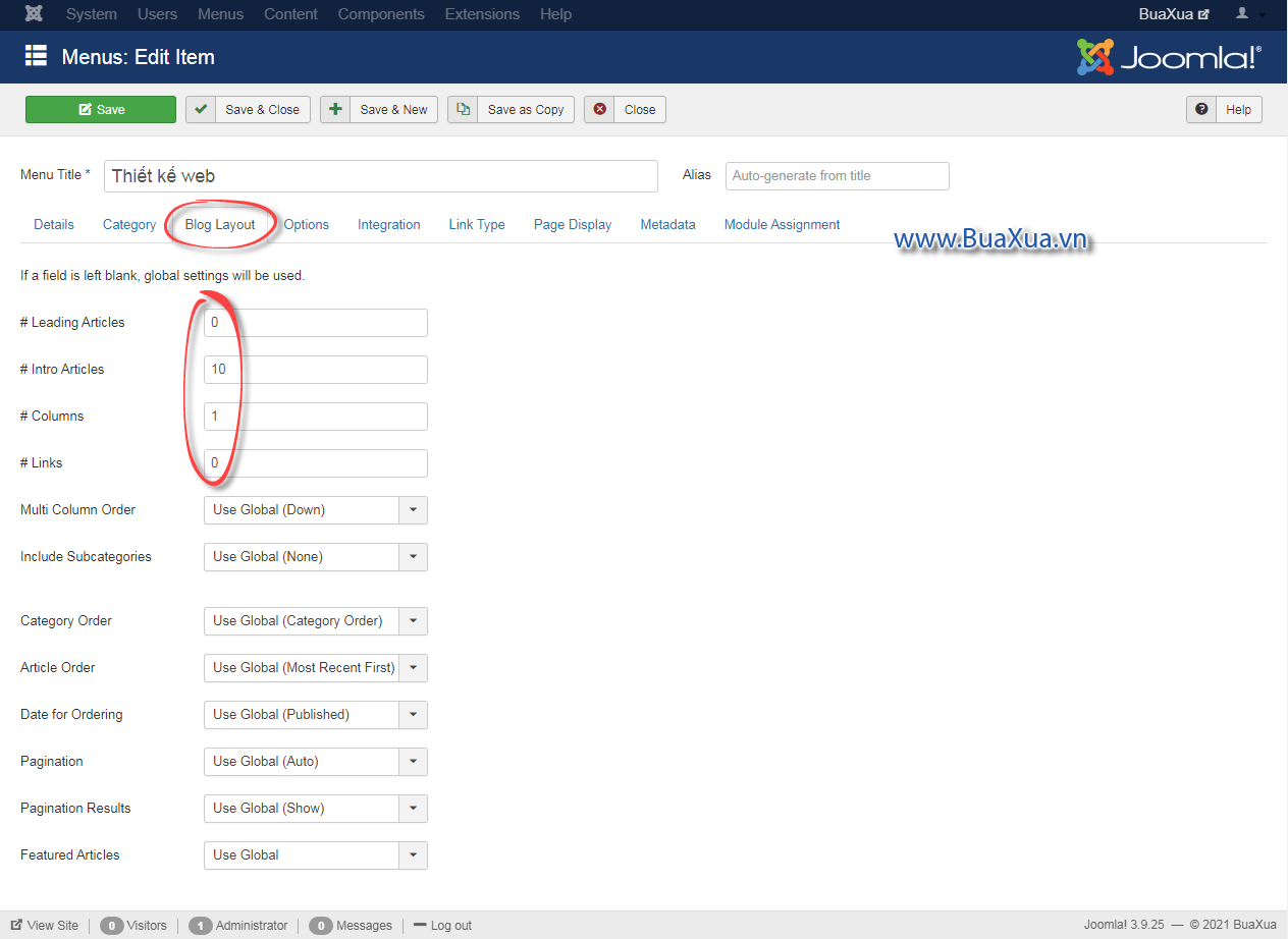Thay đổi cách sắp xếp các bài viết của trang chuyên mục trong Blog Layout