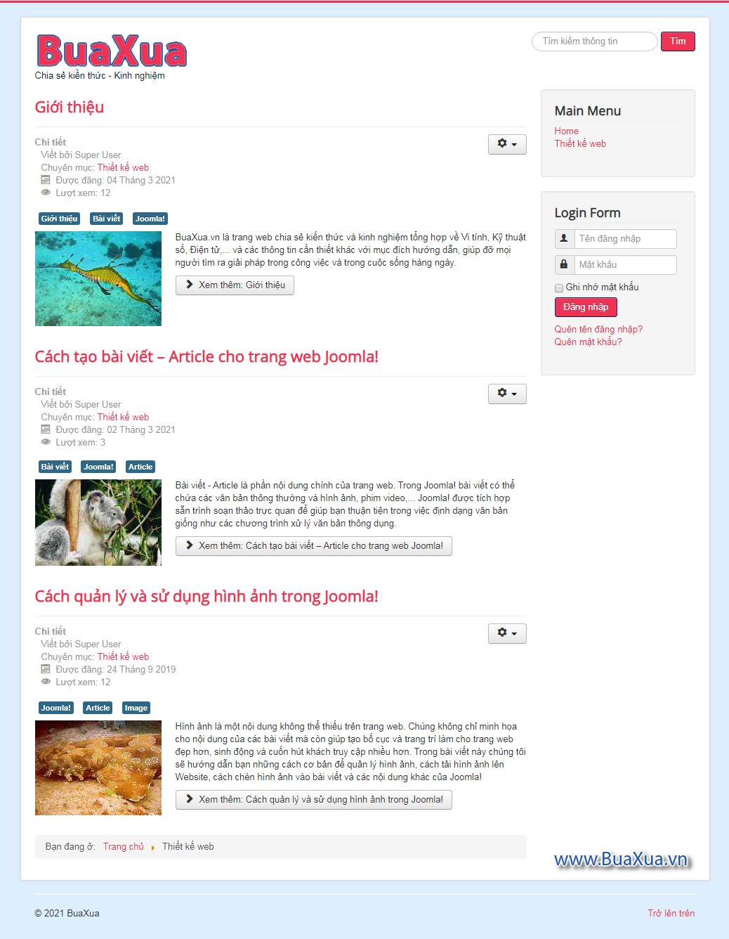 Trang chuyên mục dạng Blog