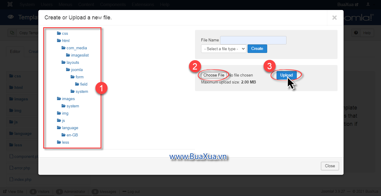 Cách tải lên một tập tin đã có sẵn cho Template