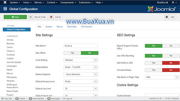 Cách thiết lập cấu hình tối ưu hóa công cụ tìm kiếm - SEO cho trang web Joomla!