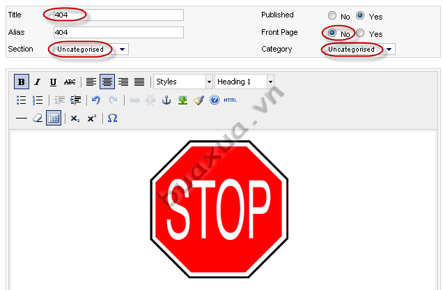 Tạo trang thông báo lỗi 404 trong Joomla!
