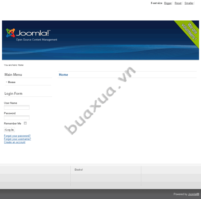 Trang chủ Joomla! không có dữ liệu mẫu