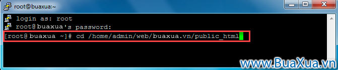 Lệnh chuyển tới thư mục Webroot