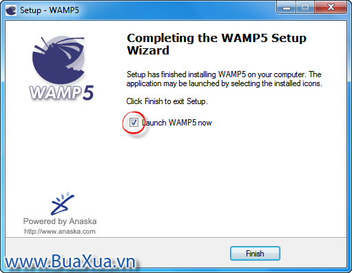 Kết thúc cài đặt và chạy WAMP5