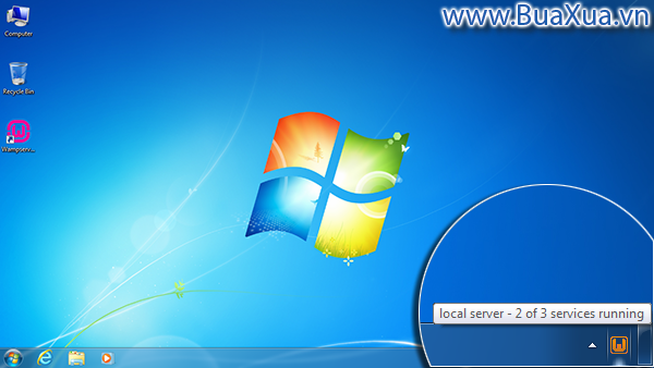 Biểu tượng của WampServer sẽ có màu cam nếu chỉ có 1 hoặc 2 dịch vụ hoạt động.