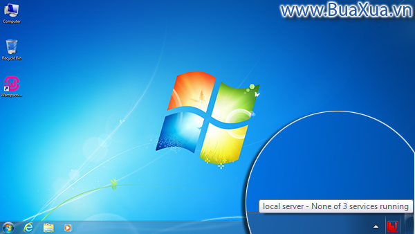 Biểu tượng của WampServer sẽ có màu đỏ nếu cả 3 dịch vụ đều không hoạt động