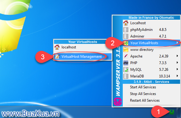 Trình đơn VirtualHosts Management