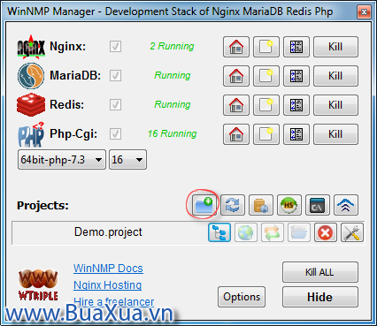 Nhấn vào nút New Project để tạo một dự án mới