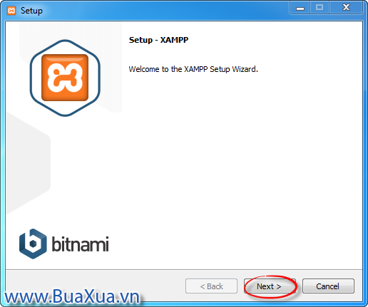 Cửa sổ Welcome to the XAMPP Setup Wizard