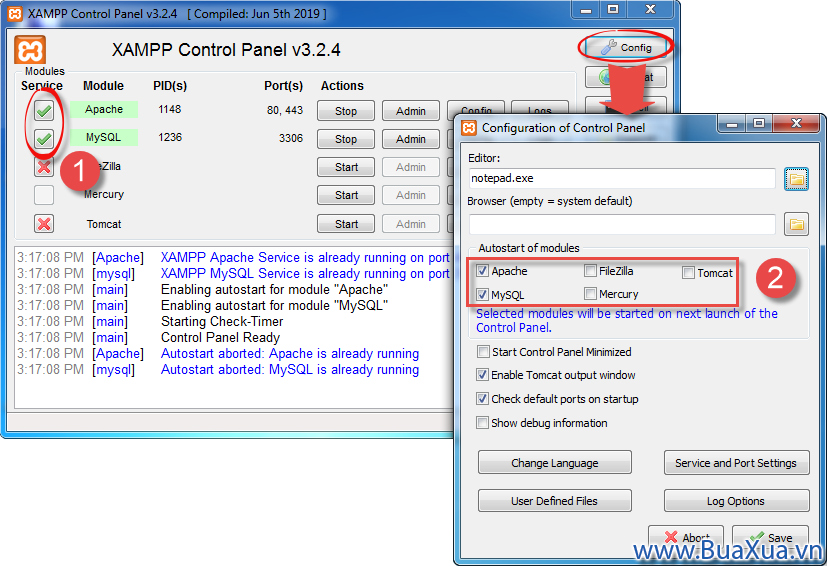 Cách tự động chạy các dịch vụ của XAMPP