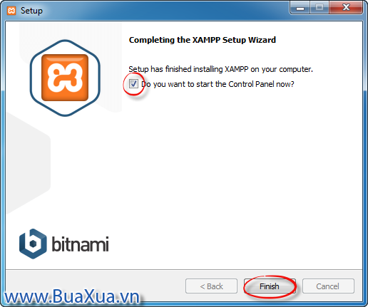 Cửa sổ Completing the XAMPP Setup Wizard