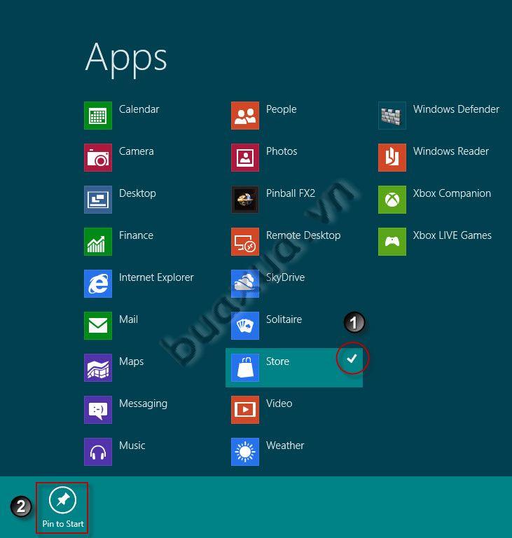 Hiển thị ứng dụng trên màn hình Start Screen