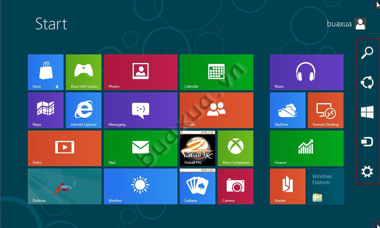 Hiển thị thanh công cụ bên cạnh của Windows 8