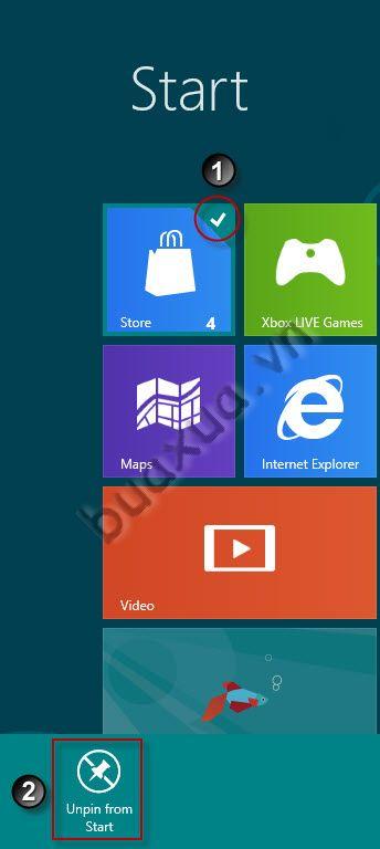 Xóa ứng dụng trên màn hình Start Screen