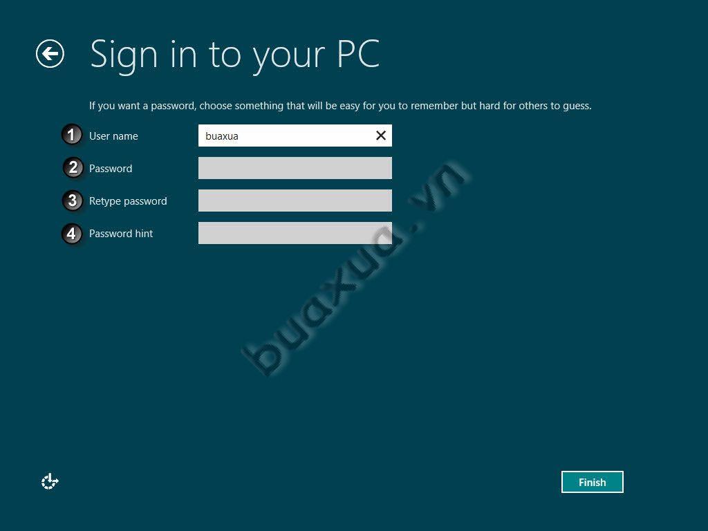 Đặt tên cho tài khoản đăng nhập vào Windows 8