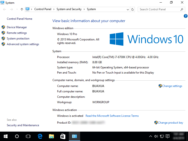 Các thông số của máy vi tính và phiên bản hệ điều hành Windows