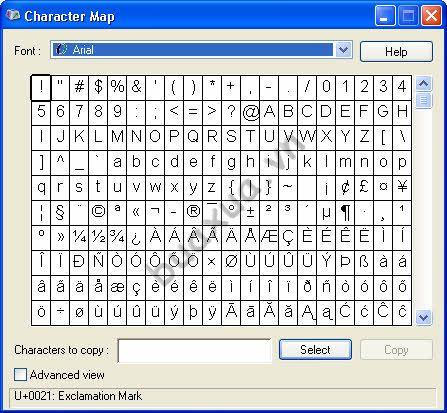 Ứng dụng Character Map